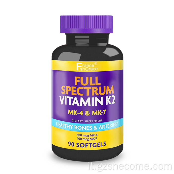 Shecome capsule molli di vitamina K2 a spettro completo per la salute delle ossa